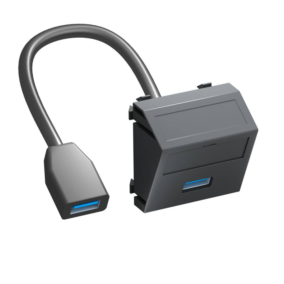 OBO Modul 45® Multimedia Draagplaat Usb 3.0 A-A met kabel, connector-connector 45x45mm polycarb