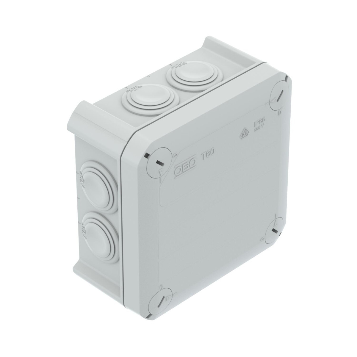 OBO EcoLine Junction Box with entries 114x114x57 polypropyleen eco lichtgrijs ral