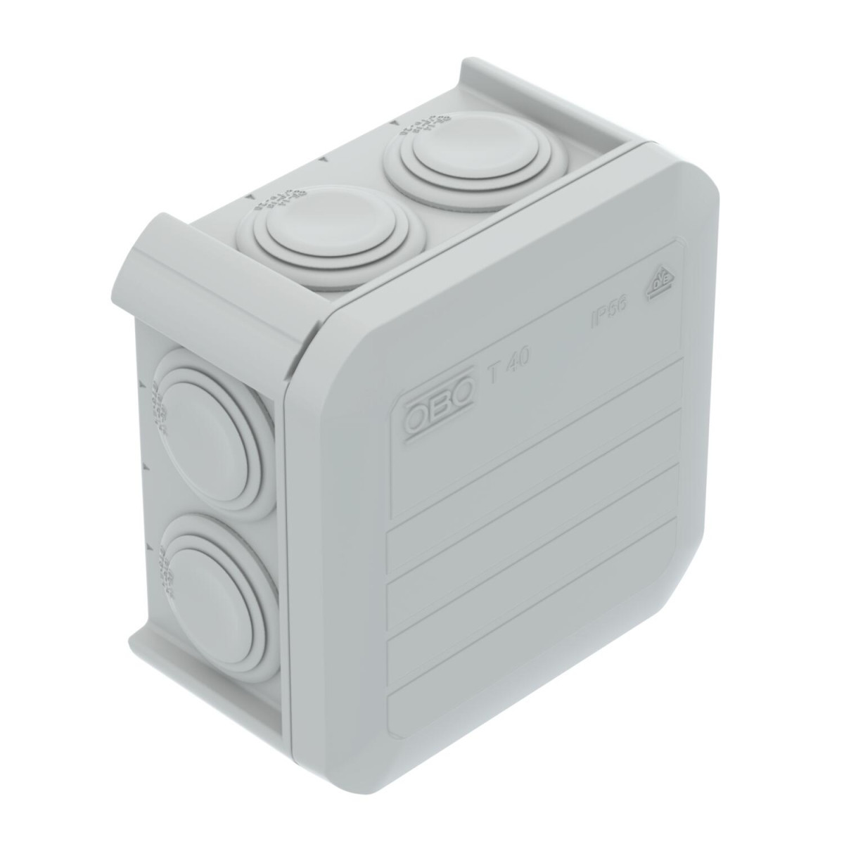 OBO EcoLine Junction Box with entries 90x90x52 polypropyleen eco lichtgrijs ral 70