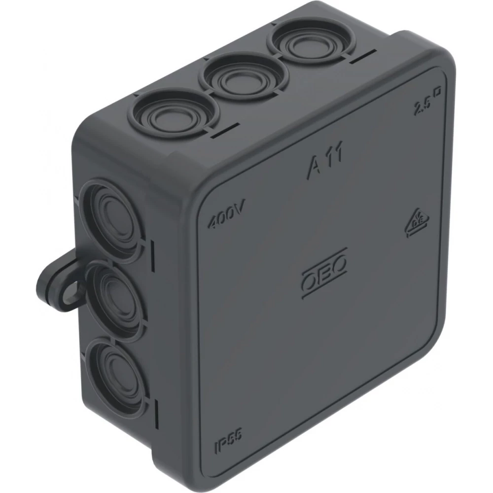 Obo Junction box 85x85x40 polyethyleen grafietzwart ral 9011