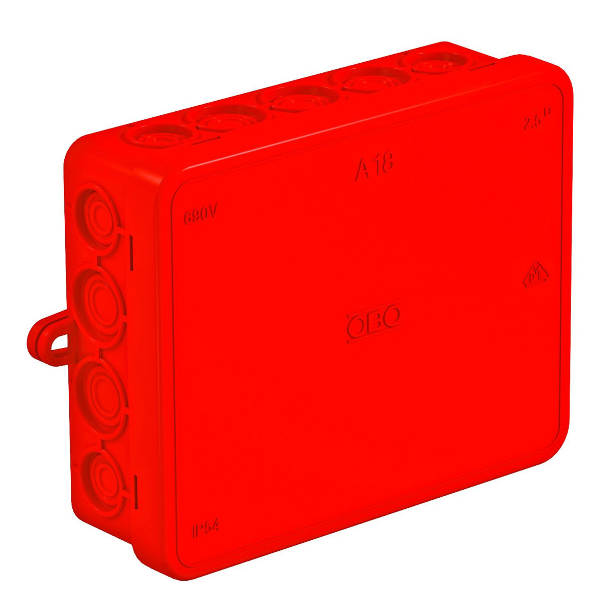 OBO Kabeldoos 125x100x38 polyethyleen rood