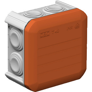 OBO KABELDOOS MET RODE DEKSEL M25, 4MM2 500V, IP55 90X90X52, PP, ROOD-GRIJ