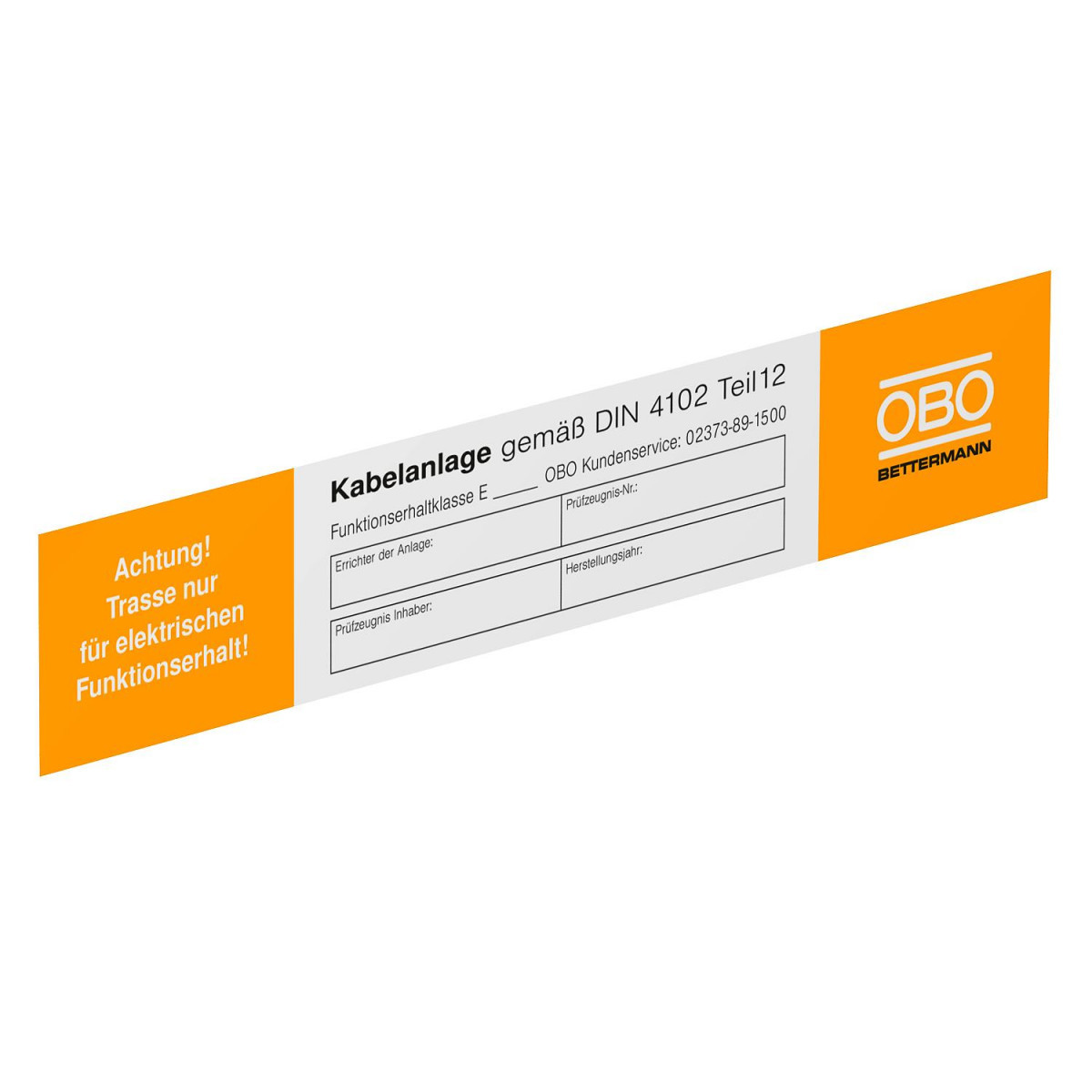 OBO Funktionserhalt-Zubehör Markeringsplaat Voor functiebehoud 250x43mm polyvinylchloride wit