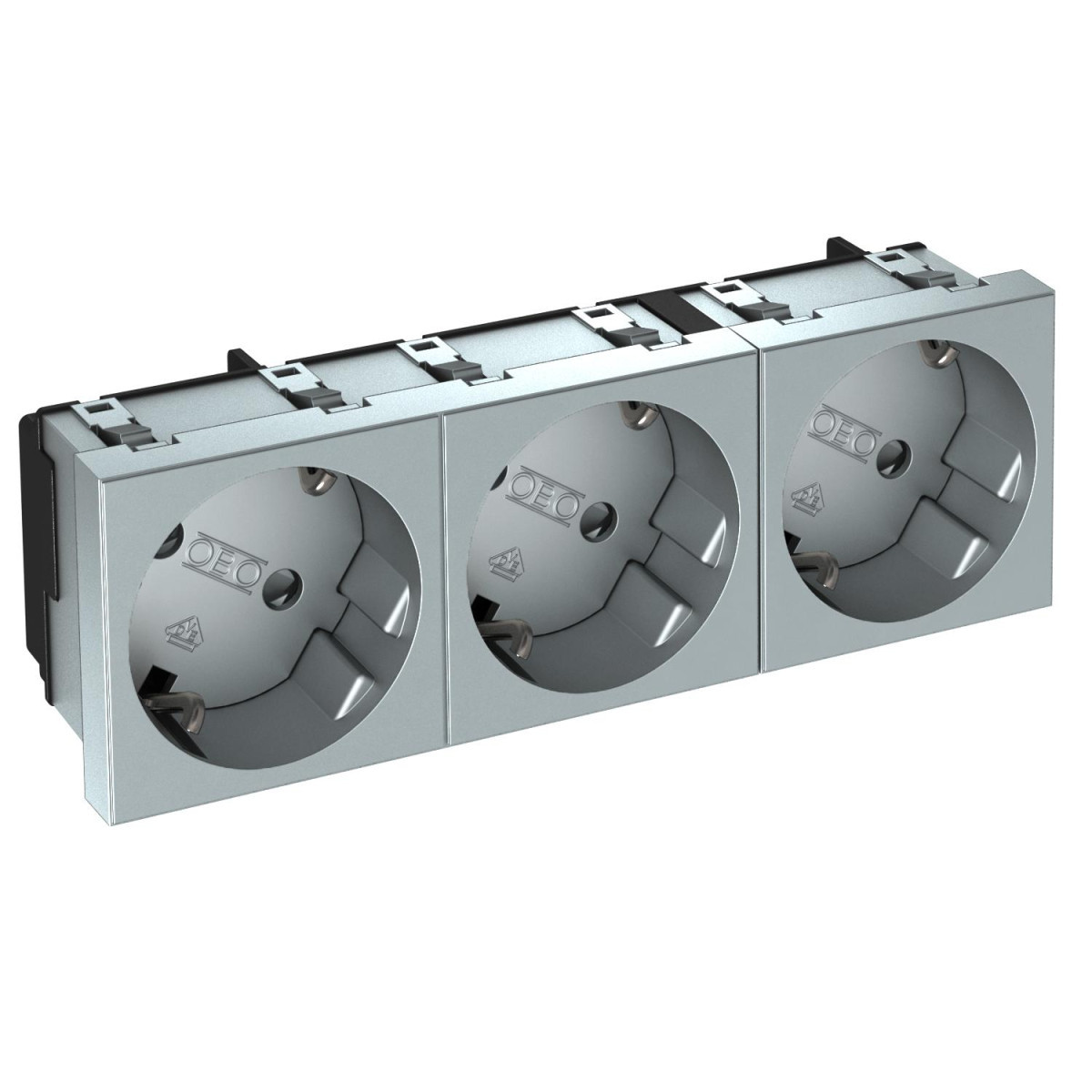 OBO Modul 45® Contactdoos, 3-VDG, 33° randaarde 250V, 10/16a polycarbonaat aluminium