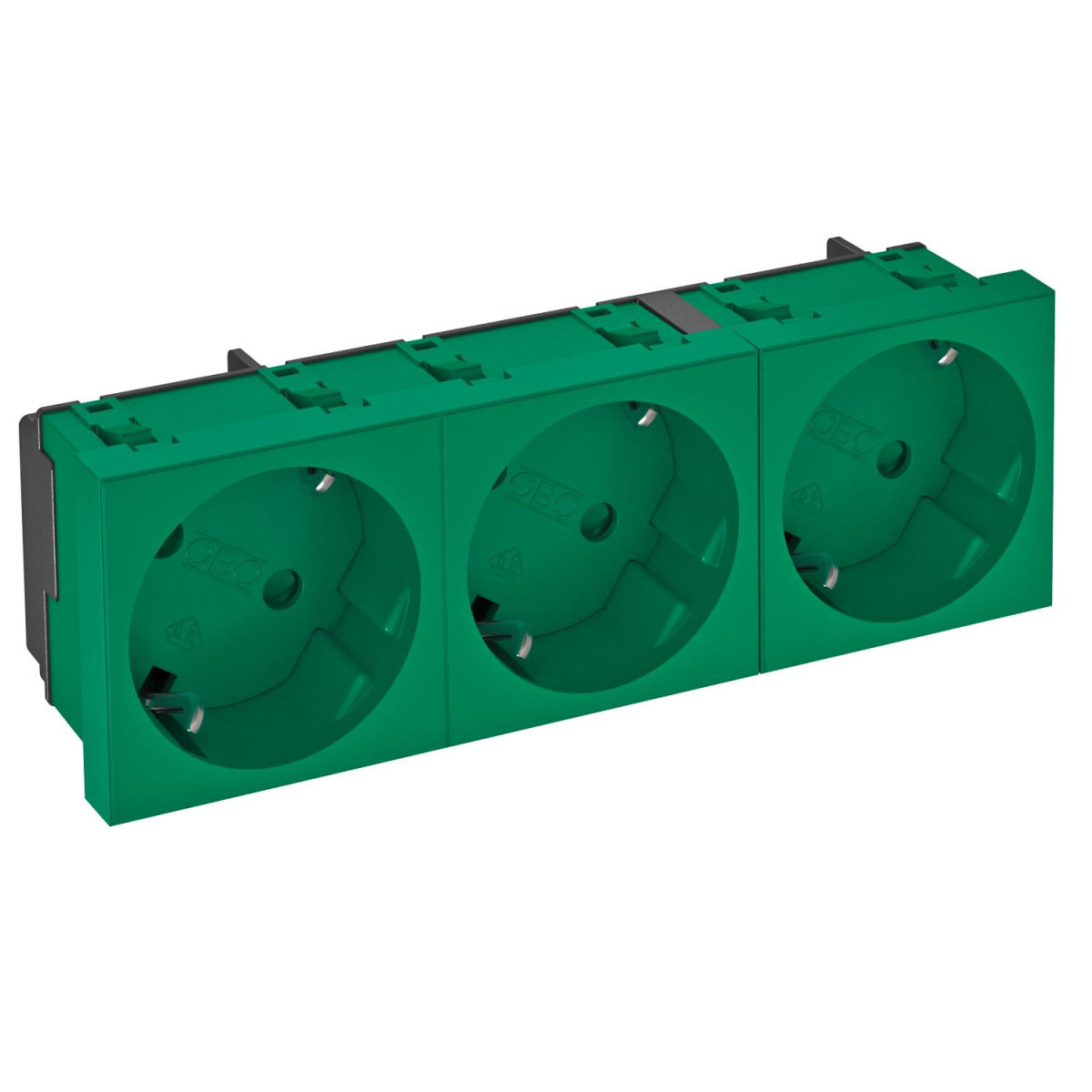 OBO Modul 45® Steckdosen Contactdoos, 3-VDG, 33° randaarde 250V, 10/16a polycarbonaat groen ral
