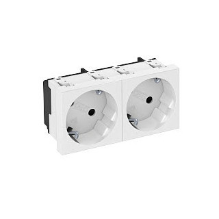 OBO Modul 45® Contactdoos, 2-VDG, 33° randaarde 250V, 10/16a polycarbonaat zuiver wi