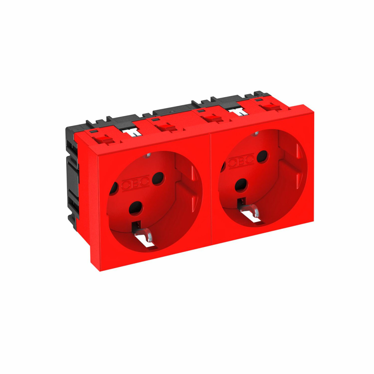 OBO Modul 45® socket Contactdoos,2-VDG,0° gecodeert randaarde 250V, 10/16a polycarbonaat ro