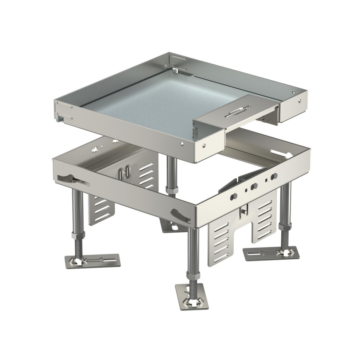 OBO RKSN Vierkante Cassette met snoeruitgang 200x200mm roestvrij staal 1.4301 A