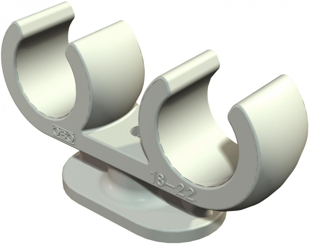 OBO Sokkel-Klembeugel voor 2 kabels 18-22MM polypropyleen lichtgrijs ral 7