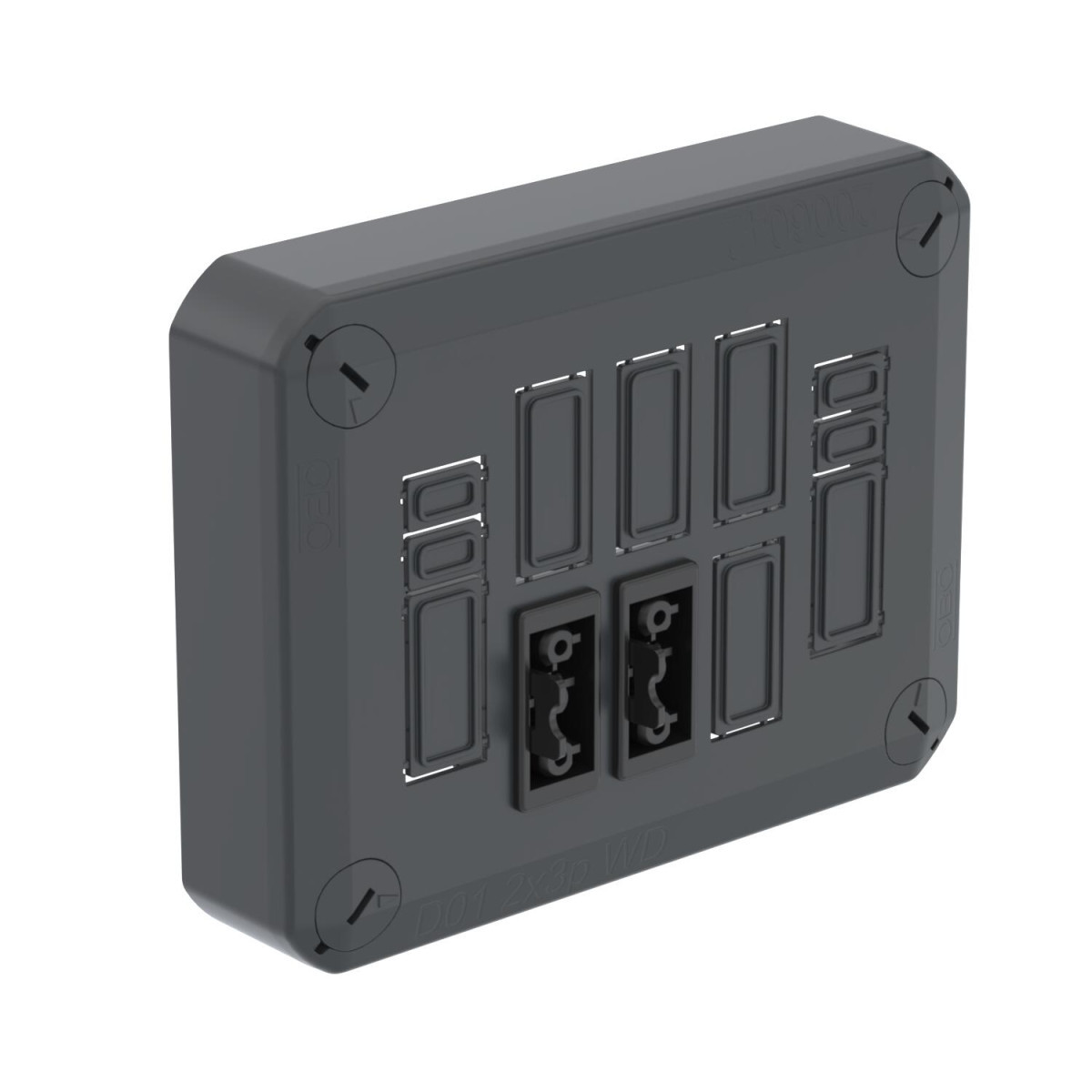 OBO T-Serie Stekerbare T100 deksel met GST18 2x3p 150x116x60 polypropyleen grafiet