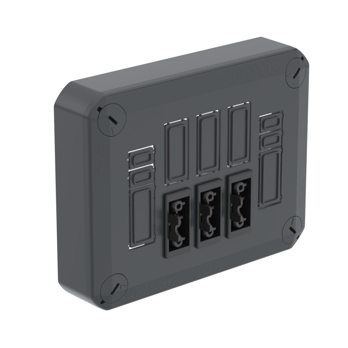 OBO T-Serie Stekerbare T100 deksel met GST18 3x3p 150x116x60 polypropyleen grafiet