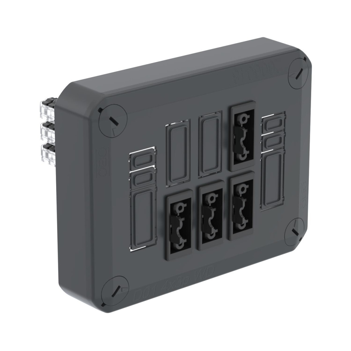 OBO T-Serie Stekerbare T100 deksel met GST18 4x3p 150x116x60 polypropyleen grafiet
