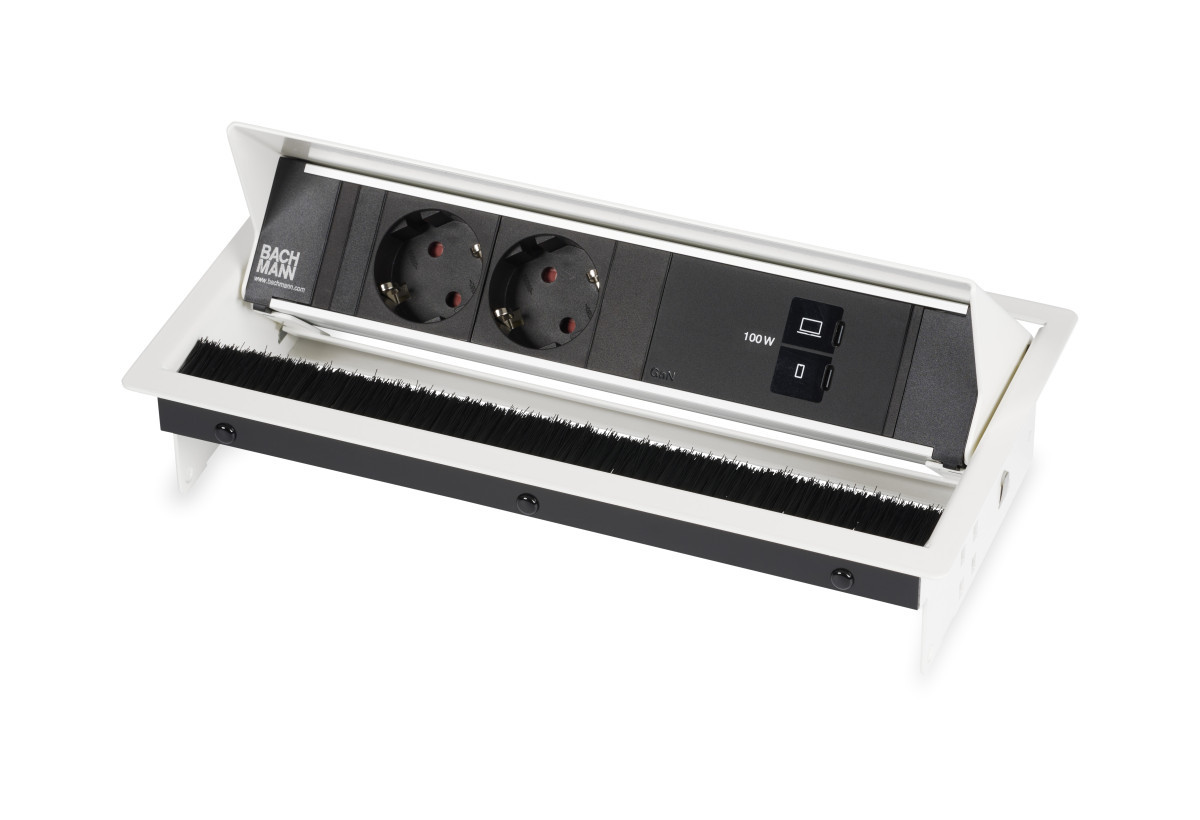 OCS Inbouw stopcontacten Coni - 2X 230V ra + 1X usb C/C CHRGR 100W - 0,2M GST O.G. - wit