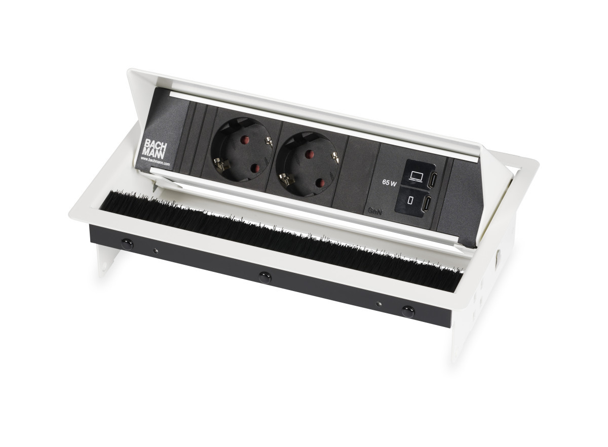 OCS Inbouw stopcontacten Coni - 2X 230V ra + 1X usb C/C CHRGR 65W - 0,2M GST O.G. - wit