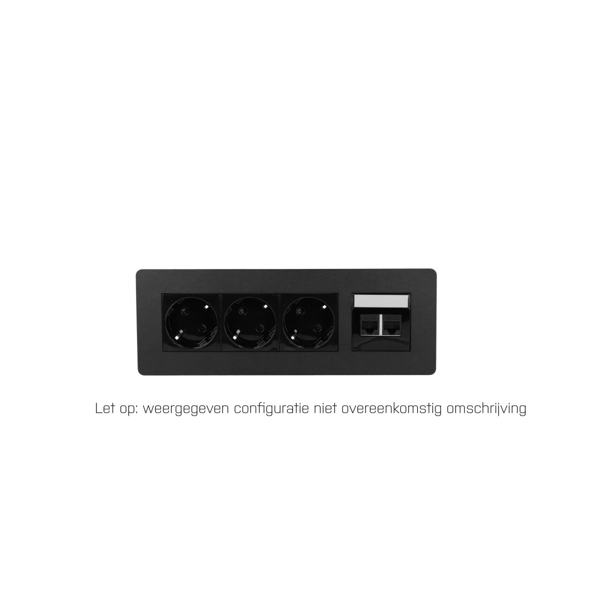 OCS Inbouw stopcontacten Evia - 3X 230V ra + 1X usb A/C CHRGR - 1M GST O.G. - zwart