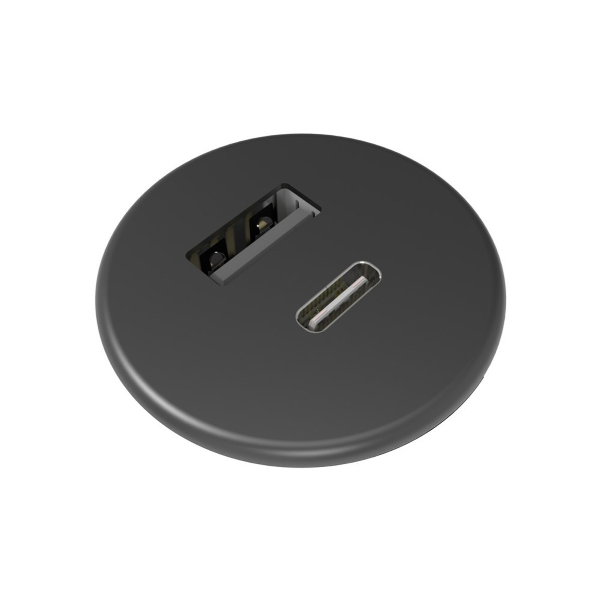 OCS Inbouw stopcontacten Power Dot micro rond - 1X usb A/C CHRGR - 1,5M ra - zwart