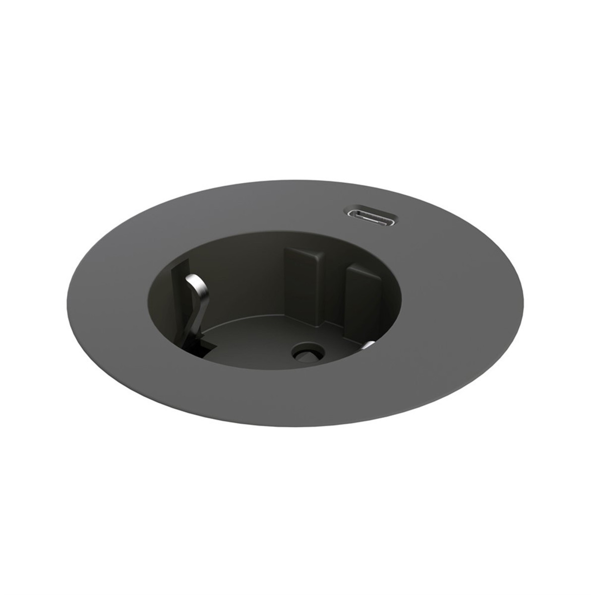 OCS Inbouw stopcontacten Power Dot midi - 1X 230V ra + 1X usb C CHRGR - 1,5M ra - zwart