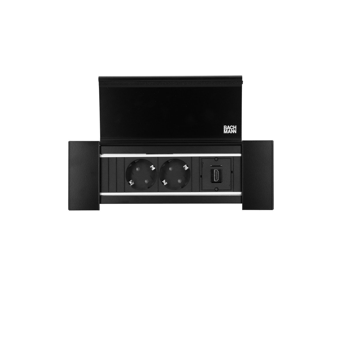 OCS Inbouw stopcontacten Power Frame - 2X 230V ra + 1X hdmi B/B - 0,2M GST O.G. - cover zwart