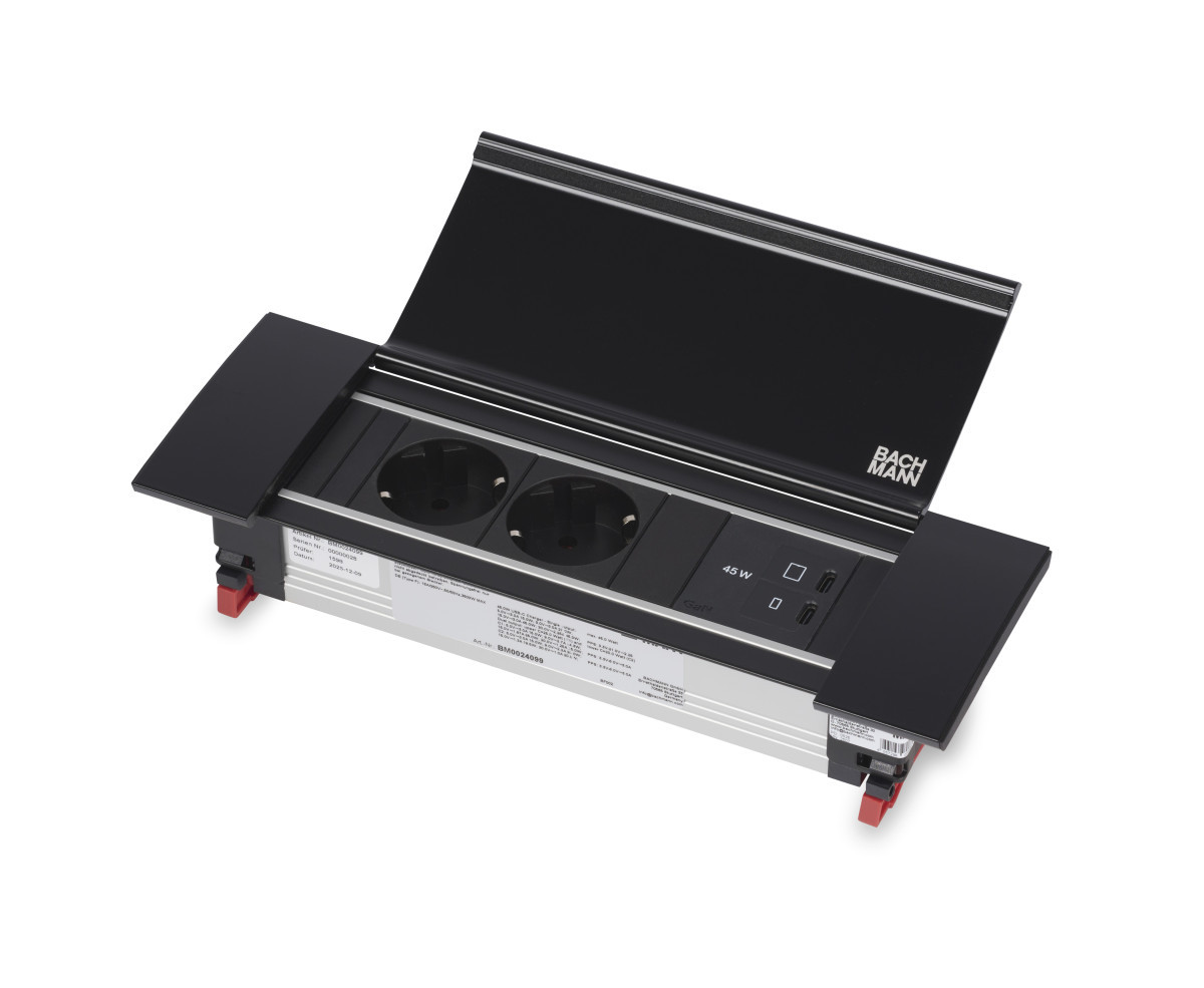 OCS Inbouw stopcontacten Power Frame - 2X 230V ra + 1X usb C/C CHRGR 45W - 0,2M GST O.G. - cove