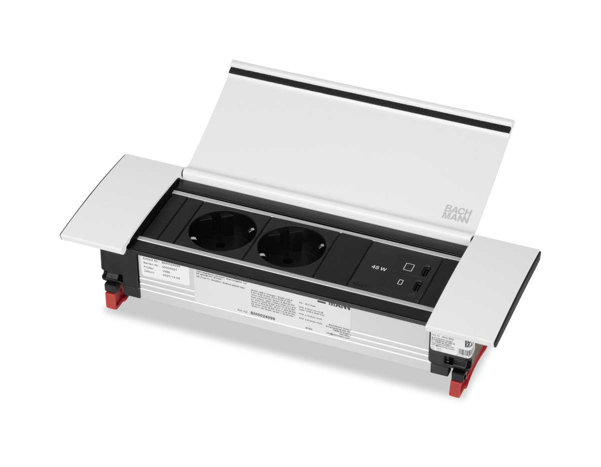 OCS Inbouw stopcontacten Power Frame - 2X 230V ra + 1X usb C/C CHRGR 45W - 0,2M GST O.G. - cove