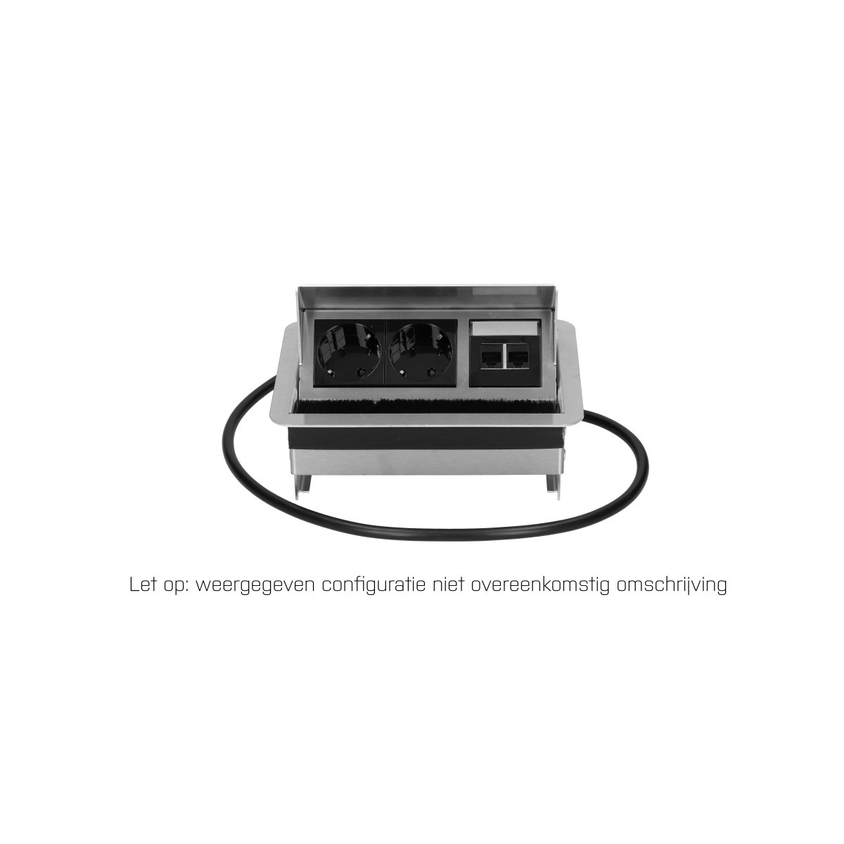 OCS Inbouw stopcontacten Rhodos - 2X 230V ra + 1X usb A/C CHRGR - 1M GST O.G. - RVS