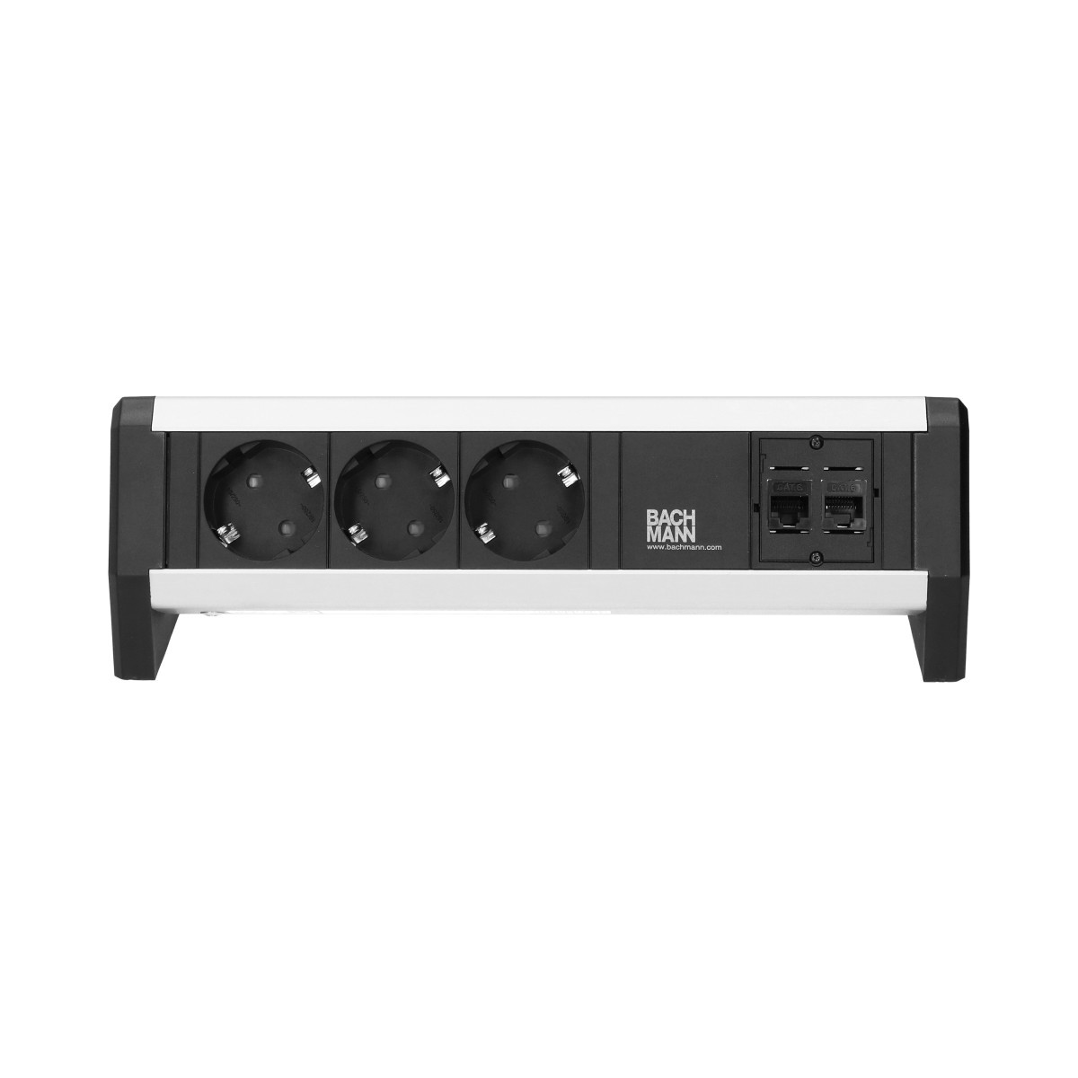 OCS Opbouw stopcontacten Desk 1 - 3X 230V ra + 2X cat6u - GST O.G. in/uit - incl. klem - zwart/