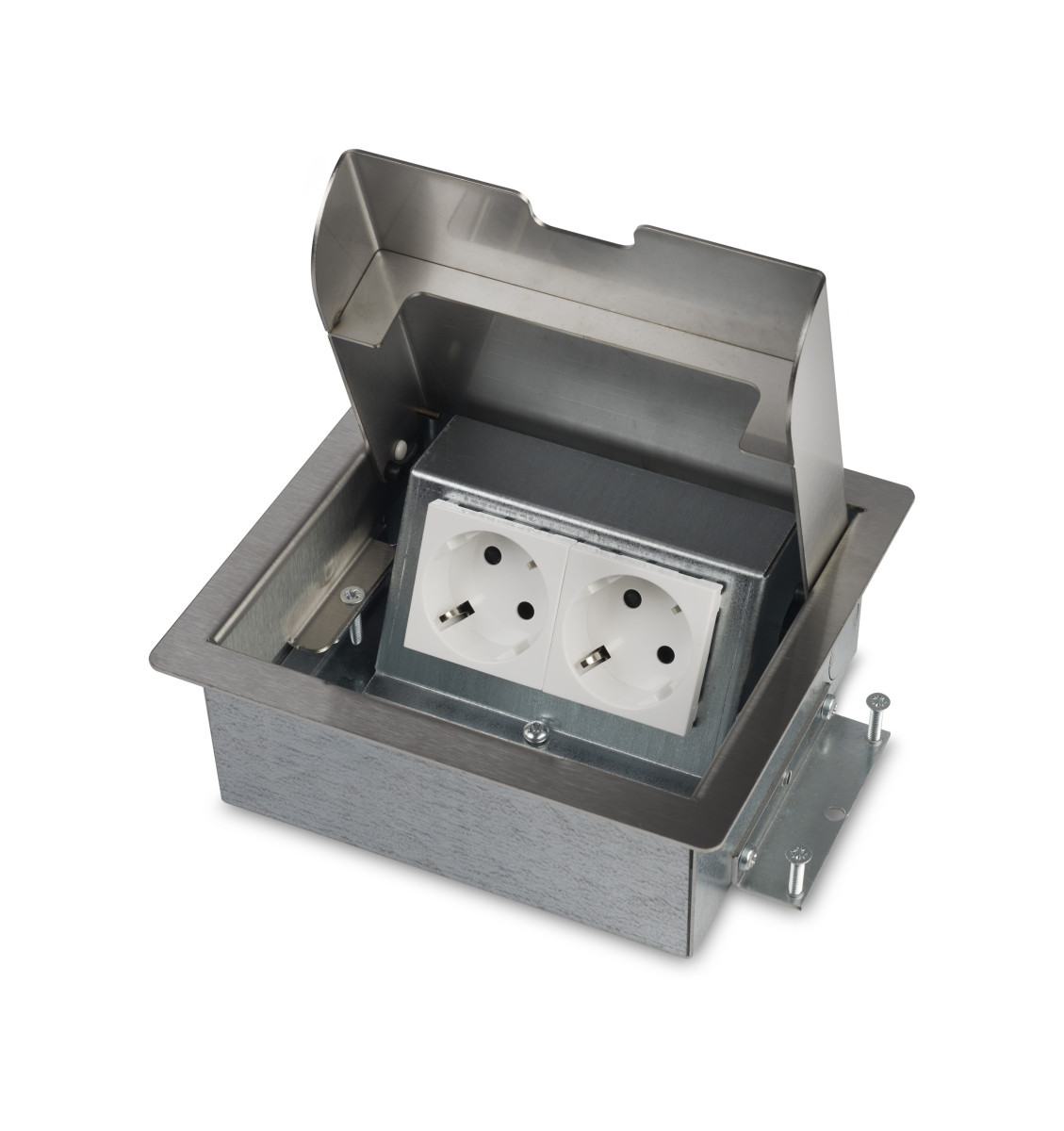 OCS Vloerdozen Servicebox 3.0 - 2X 230V ra - 0,5M H05VV-F 2,5MM2 winsta - RVS DKS