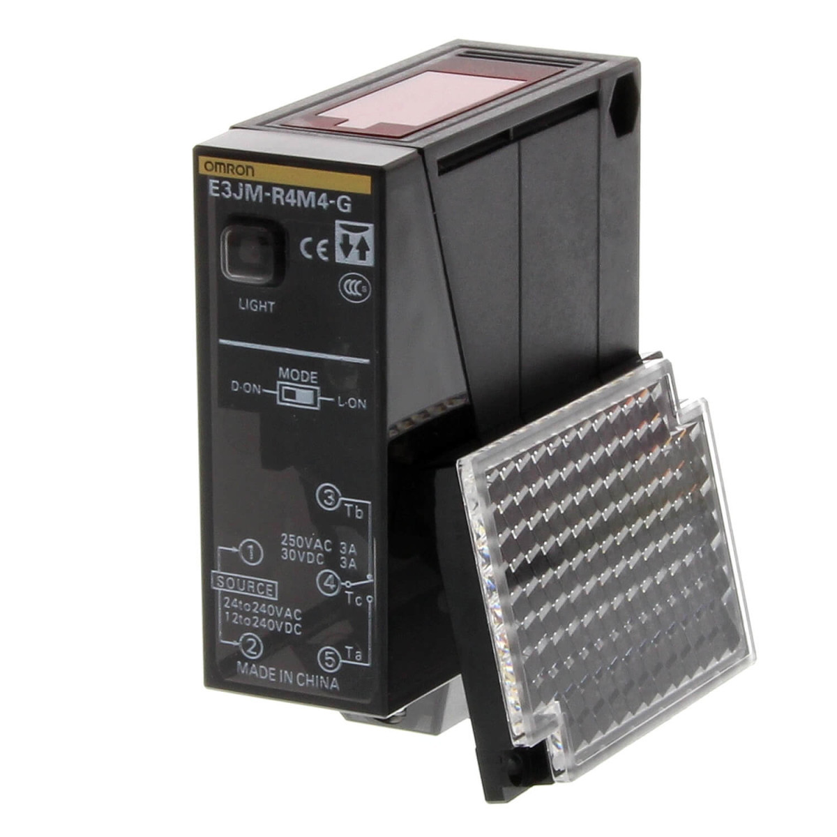 Omron Fotocellen E3JM Foto-Elektrische sensor, retroreflecterend, 4 M, ac/DC, relais, buis P
