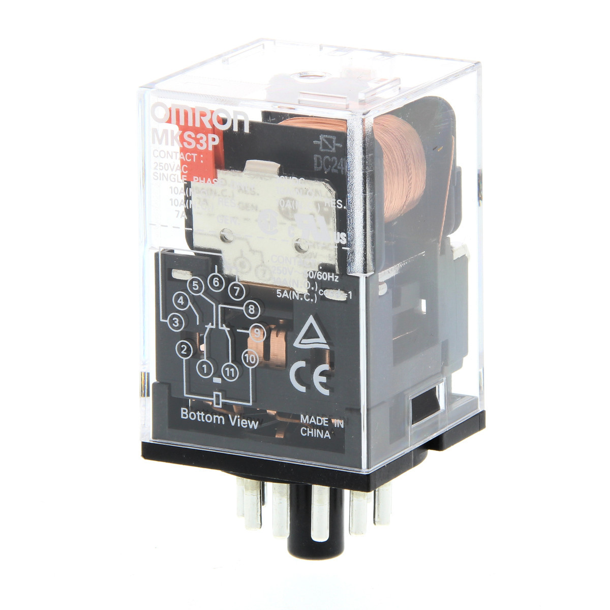 Omron Industriele relais MK-I/-S Relay, plug-in, 11-pin, 3PDT, 10 A, mech & led indicator