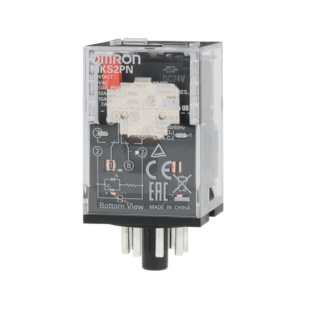 Omron Industriele relais MK-I/-S Relay, plug-in, 8-pin, DPDT, 10 A, mech & led indicator