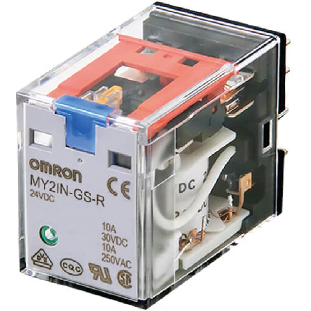 Omron Industriele relais MY-GS Relais, plug-in, 14-polig, 4PDT, 6 A, mechanische en led-indicatoren,