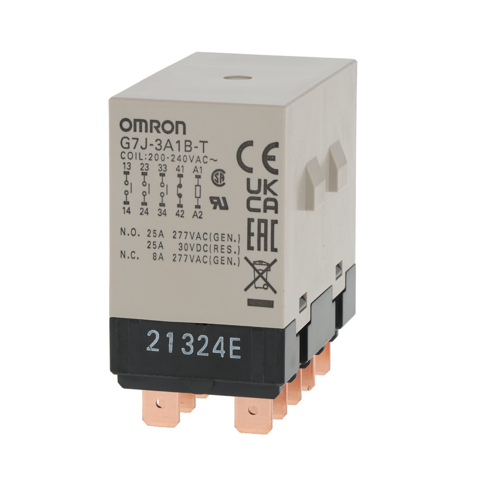 Omron G7 vermogensrelais Schakelrelais G7J, 3 maak en 1 verbreekcontact, 230 vac/25 A, in
