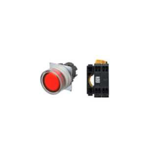 Omron Industriele schakelaars A22 Drukknop A22nl Ø22, compleet, ip66, geborsteld metaal, vlak - beschemd