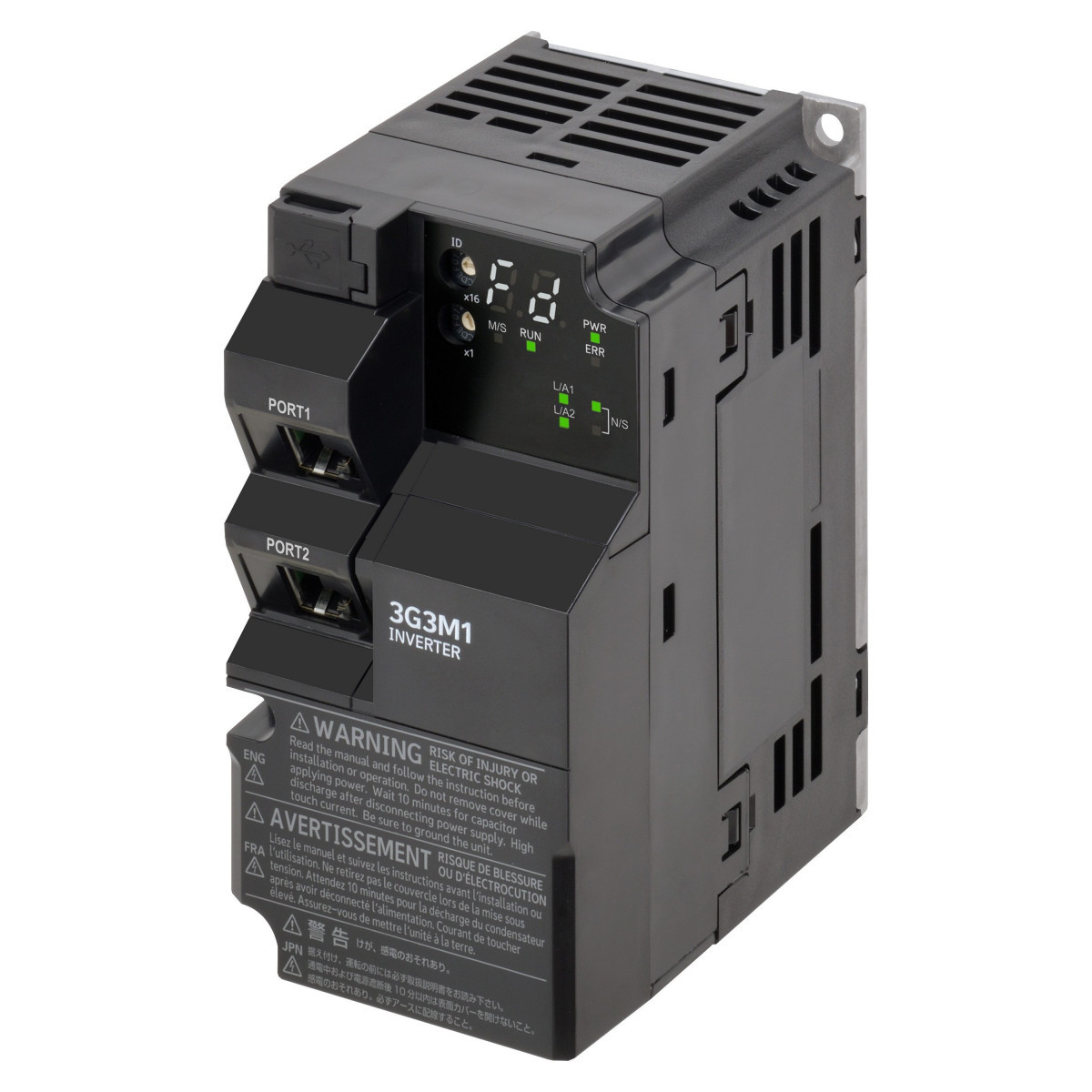 Omron Inverter M1 M1 Ac-aandrijving, 0,7/1,1 KW (HD/ND), 5,0/6,0 A (HD/ND), 200 vac, 1~