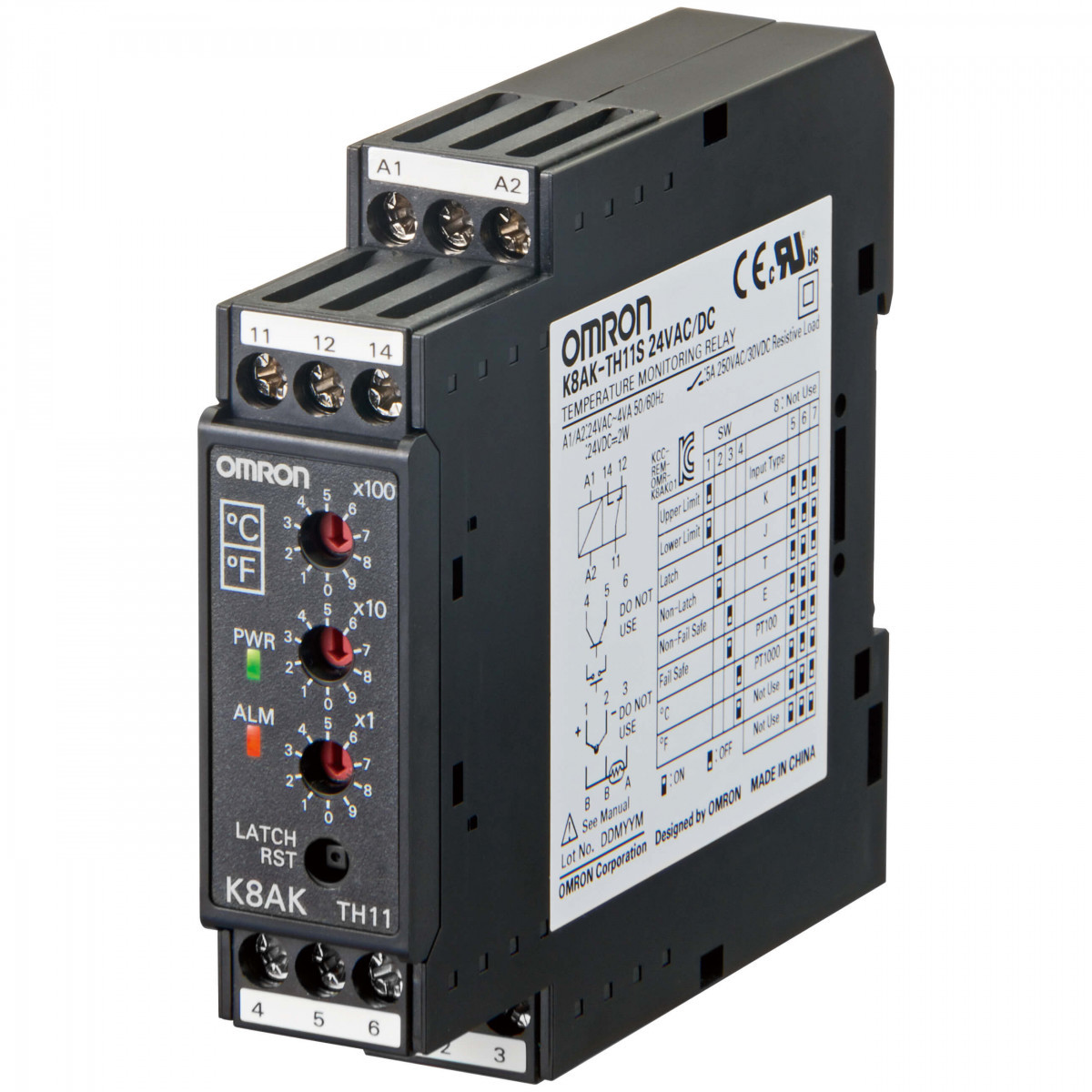 Omron Monitoring relay 22.5MM wide over or under temperature 0-999 °C/F TH