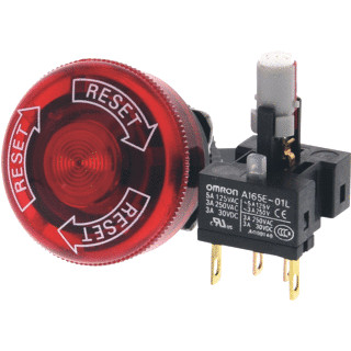 Omron Noodstopschakelaar verlicht 24 VDC knopdiameter 30 MM SPST(NC) vol
