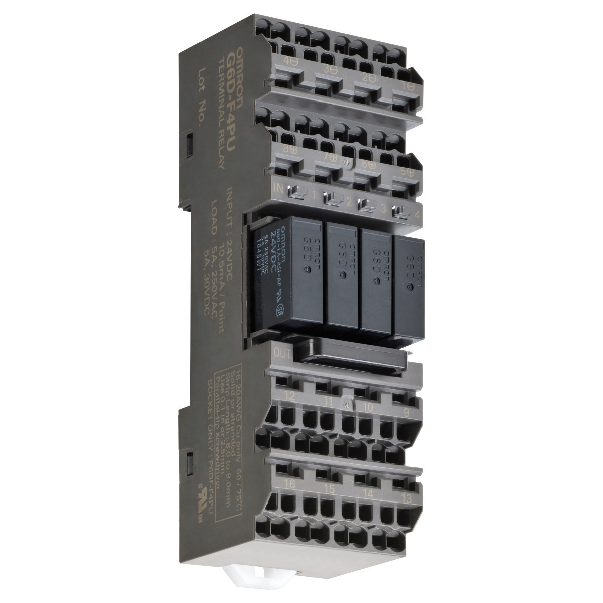 Omron Overige industriele relais Terminal Relay, din rail/surface mounting, mechanical relay, 4X SPST-N