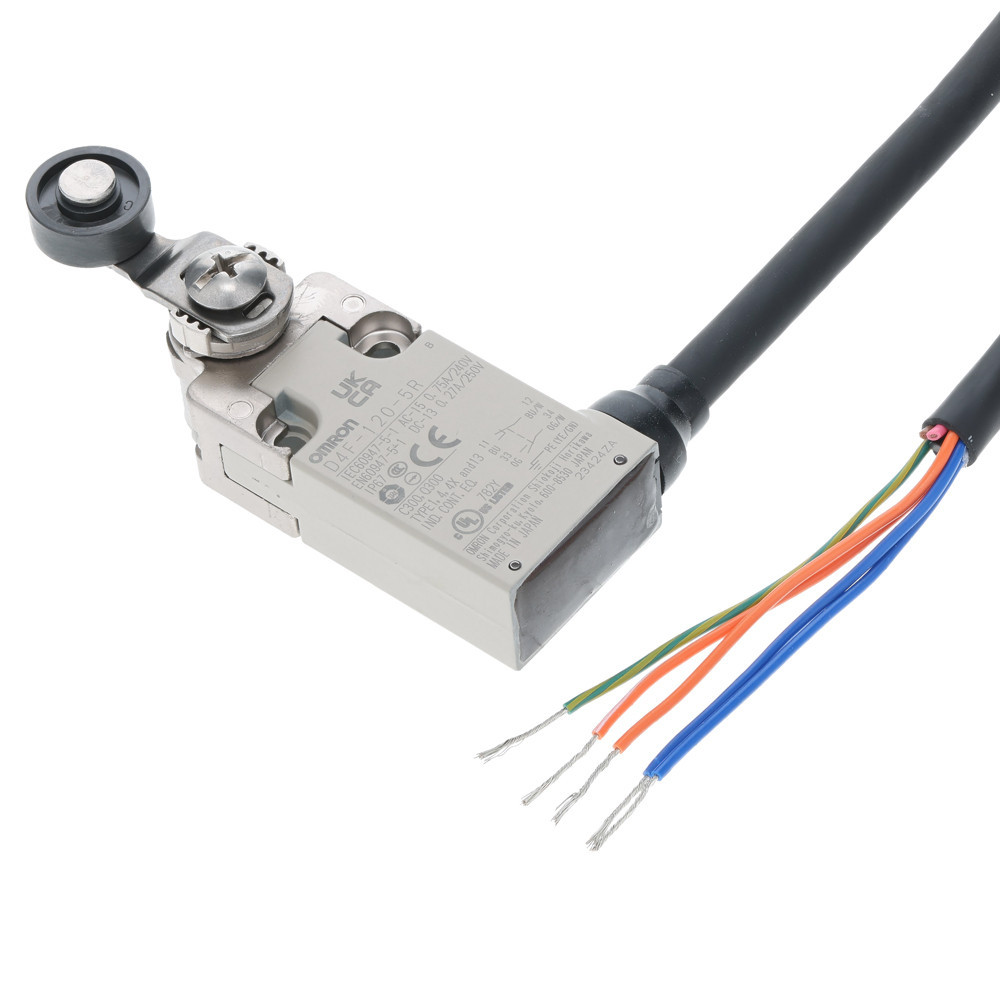 Omron Overige veiligheidscomponenten Small Safety limit switch, 1NC/1no slow-action, roller lever, 5 M cabl
