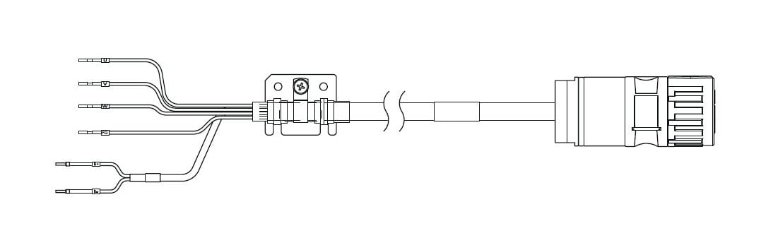 Omron Servo-2 Accessoires Voedingskabel Servomotor 1S-serie, 20 M, met rem, 400 V: 11 KW en 15 K