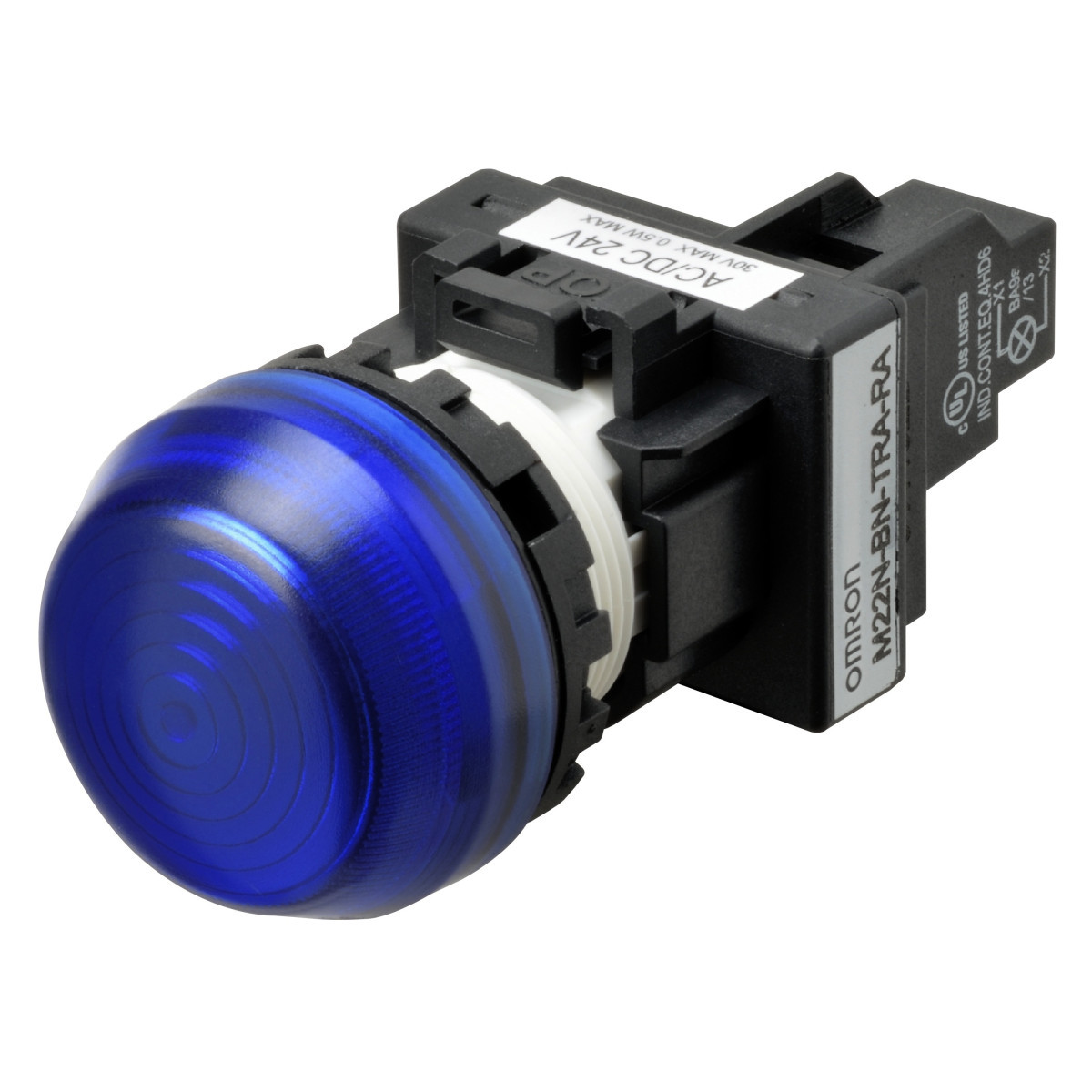 Omron Speciale industriele Schakelaars Indicatielamp M22N Ø22, compleet, ip66, bolle lens, blauw, 100-120 vac