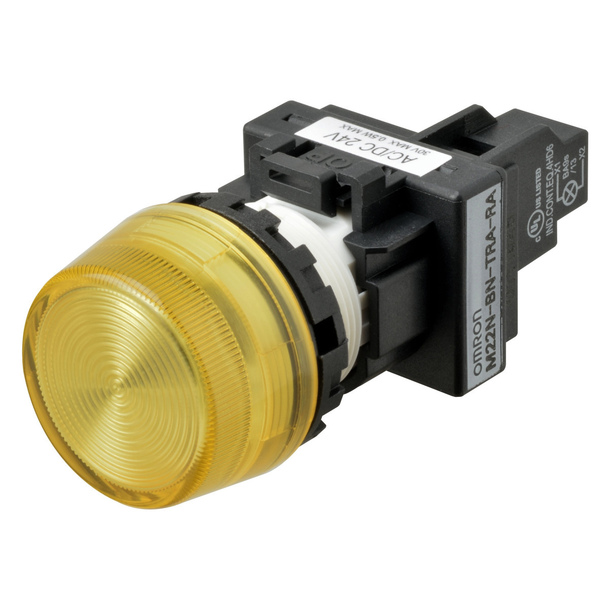 Omron Speciale industriele Schakelaars Indicatielamp M22N Ø22, compleet, ip66, trapezium lens, geel, 100-120