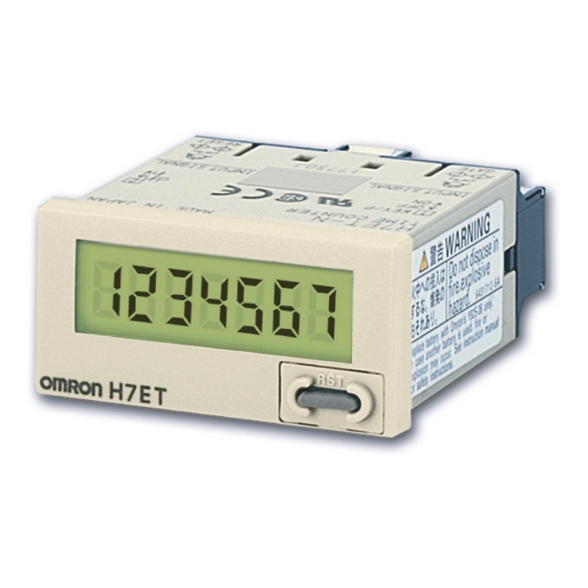 Omron Tellers H7EC/R/T 48x24 MM, LCD-7 cijfers, NPN/contact in, 999999,9H, printmontage