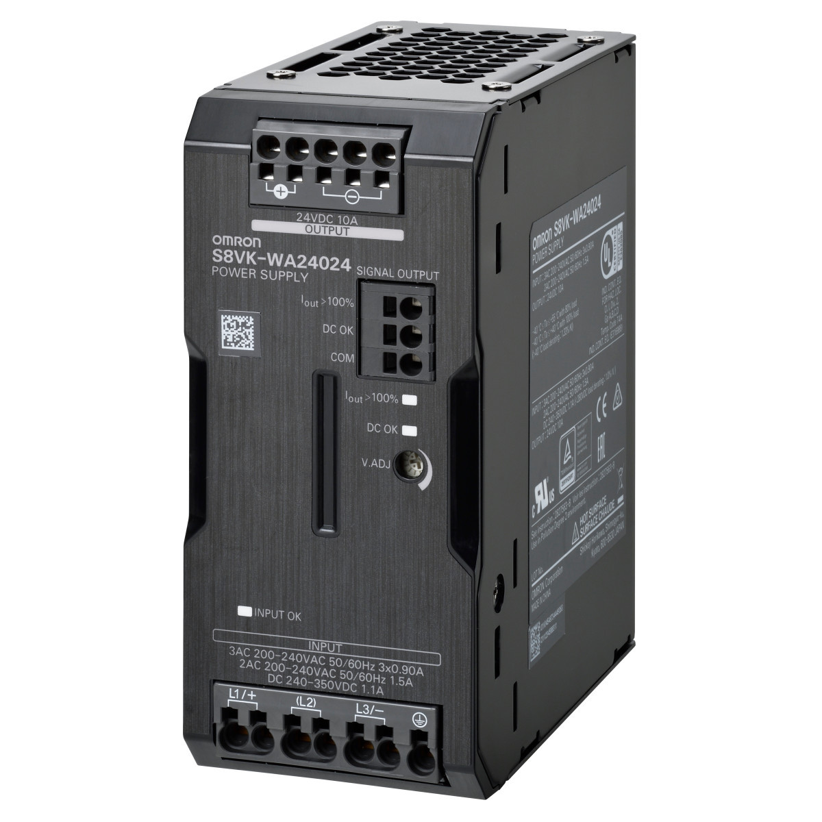 Omron Voedingen S8VK-T 3-Fasige voeding, 240 W, 24 VDC, 10 A, din-railmontage