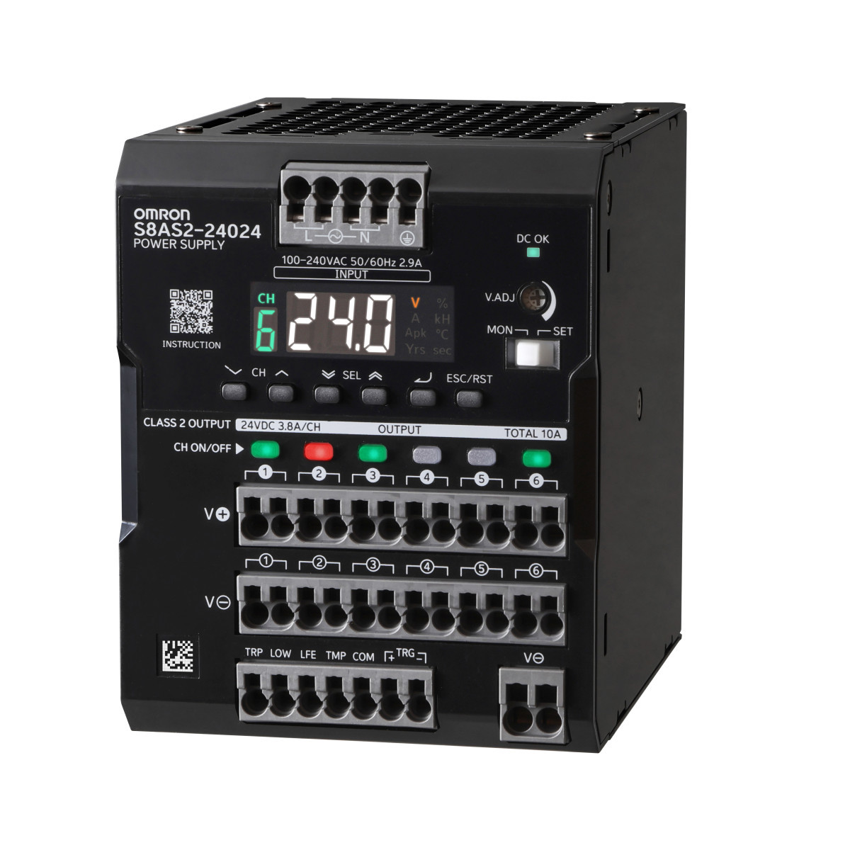 Omron Voedingen S8VM Voeding, 240 W, 24 VDC, invoerspanning 100 tot 240 vac, totale stroom