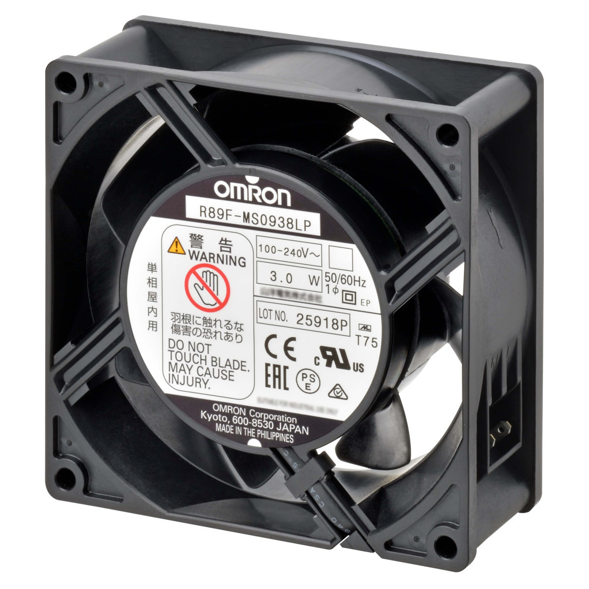 Omron Voedingen Ventilator Ac Axiale ventilator, plastic blad, frame 92x38, hoge snelheid, termin
