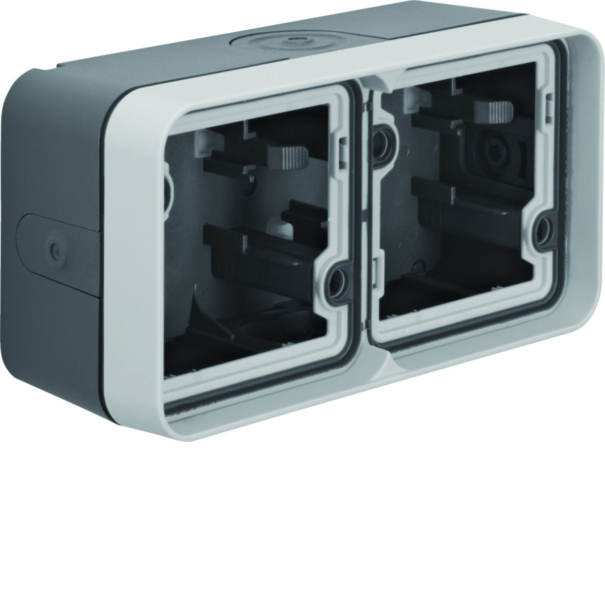 Opbouwbehuizing 2-V hor. (4X invoer), W.1, grijs