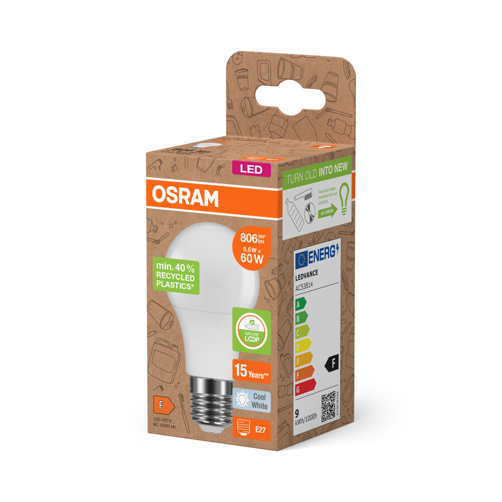 Osram LED PCR LAMPS WITH CLASSIC A Led PCR lamps with classic A 8.5W 840 frosted e27