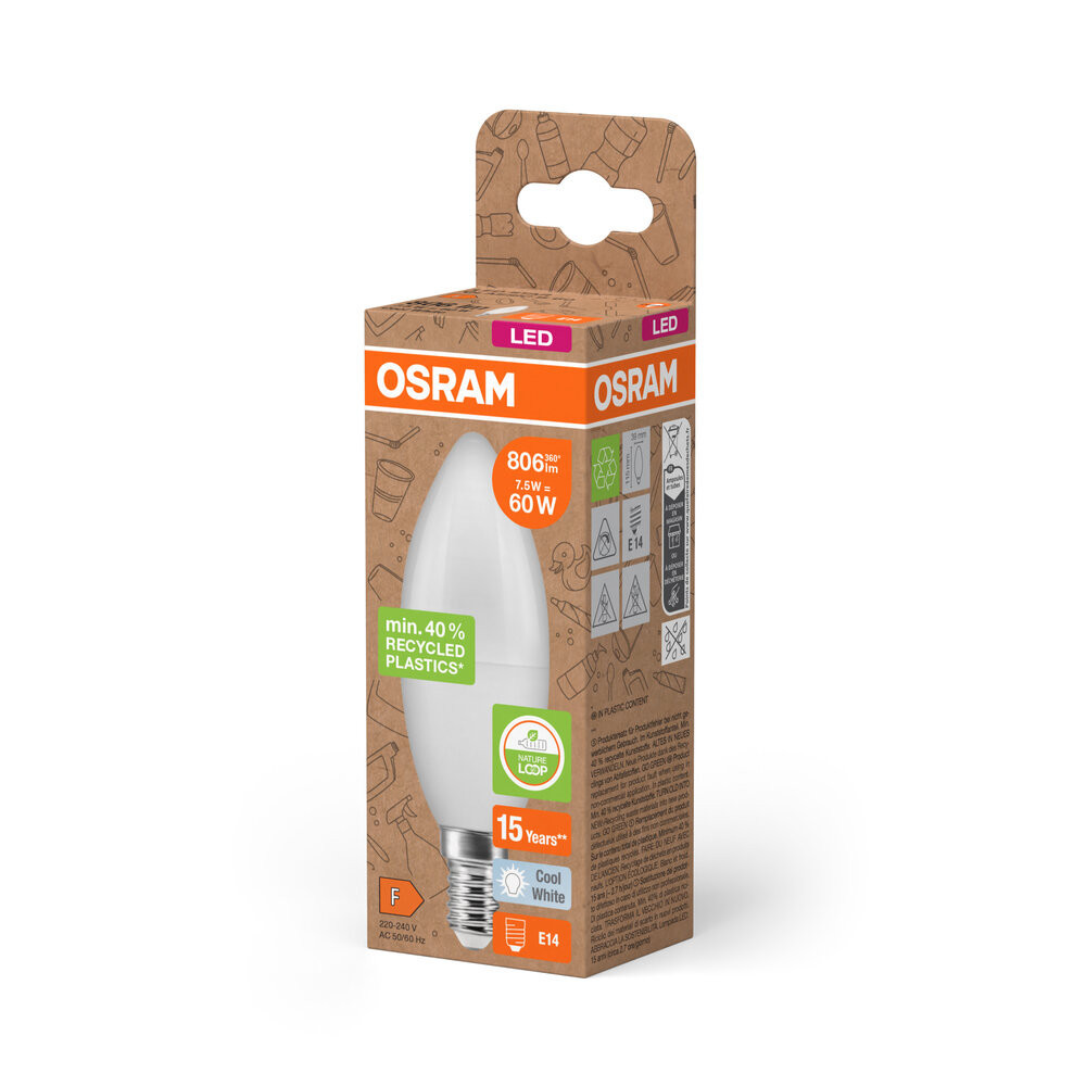 Osram LED PCR LAMPS WITH CLASSIC B Led PCR lamps with classic B 7.5W 840 frosted e14