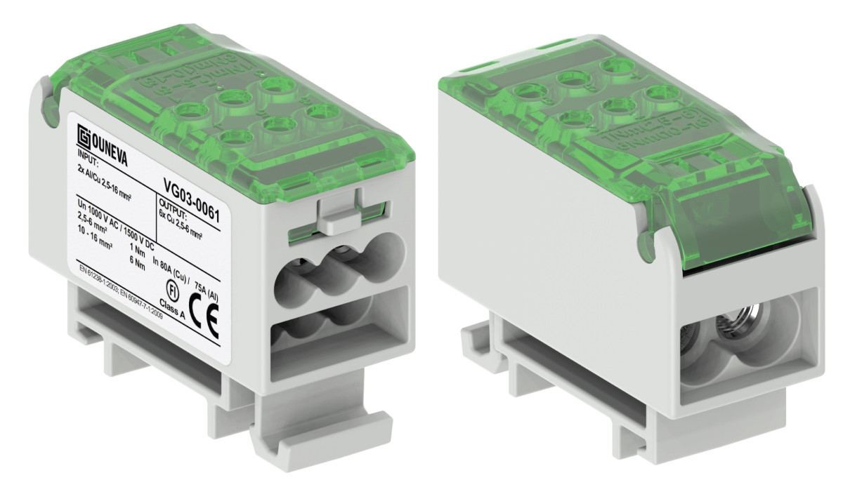 Ouneva OJL - Distributieblok Ojl 80 distributieblok 80a / 2x2,5-16MM2 / groen