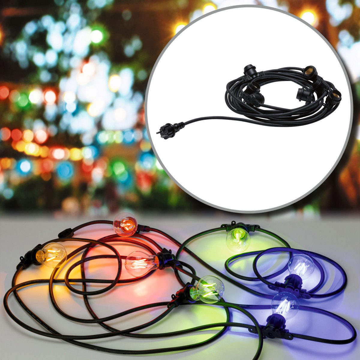 Outdoor fairy lights 230V ip44 7xe27 8.5M